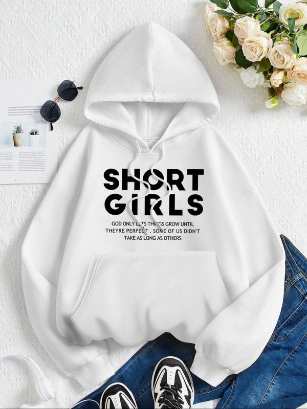 Women's Letter Print Drawstring Pocket Hoodie, Lady Fashion Casual Comfort Hooded Pullover Tops for Vacation Outdoor, Mean Girls Outfit for Fall & Winter