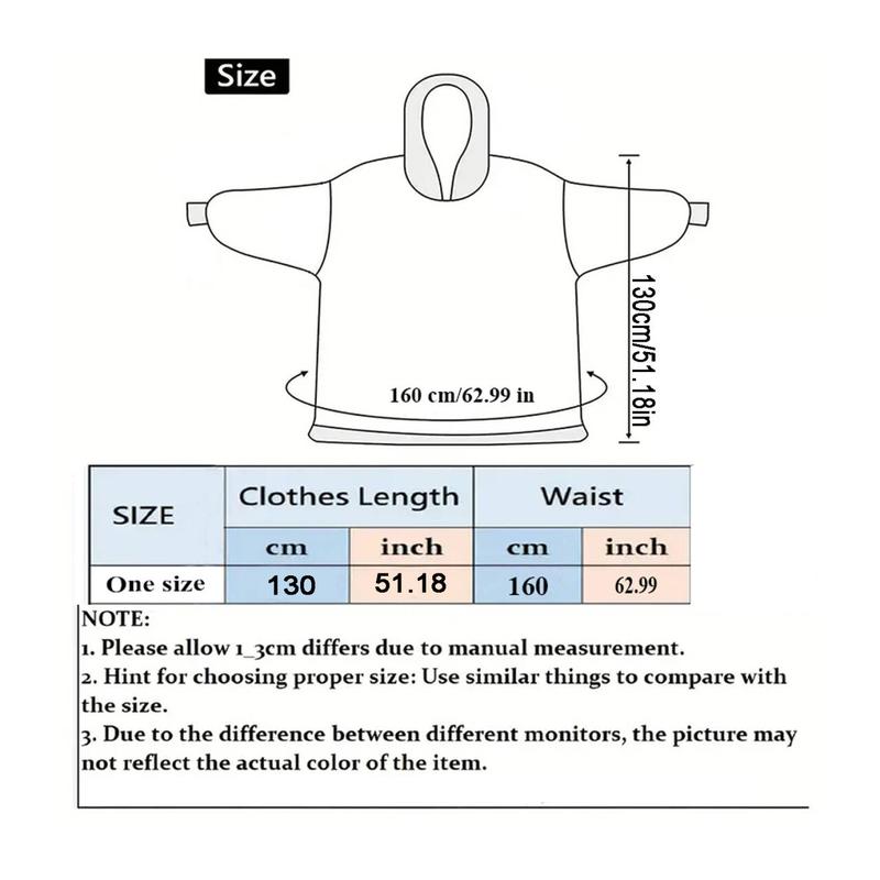 Cute Cartoon Pattern Hooded Blanket for Women Men, 1Pcs Oversized Wearable Hooded Nightwear Loungewear Womenswear Sweatshirt Pullover, Warm and Cozy, Christmas Day Gift Large Pocket Pajamas