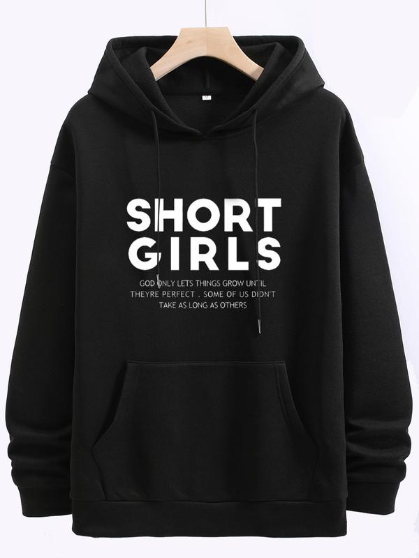 Women's Letter Print Drawstring Pocket Hoodie, Lady Fashion Casual Comfort Hooded Pullover Tops for Vacation Outdoor, Mean Girls Outfit for Fall & Winter