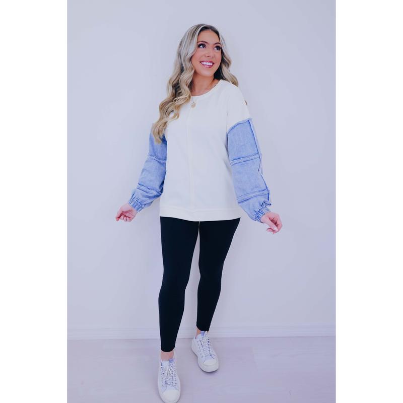 Dixie Denim Sleeve Top - 3 Colors