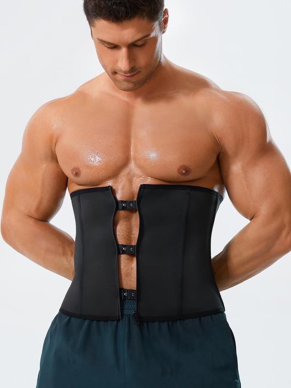 Men's Solid Zipper Waist Trainer, Tummy Control Sauna Sweat Waist Cincher, Waist Trainer for Home Gym Workout, Men's Shapewear for All Seasons