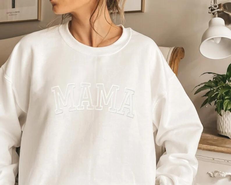 Mama Sweatshirt with Kid Names on Sleeve, Mothers Day Gift, Birthday Gift for Mom, New Mom Gift, Minimalist Cool Mom Sweater