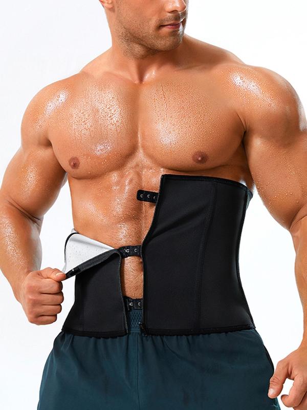 Men's Solid Zipper Waist Trainer, Tummy Control Sauna Sweat Waist Cincher, Waist Trainer for Home Gym Workout, Men's Shapewear for All Seasons