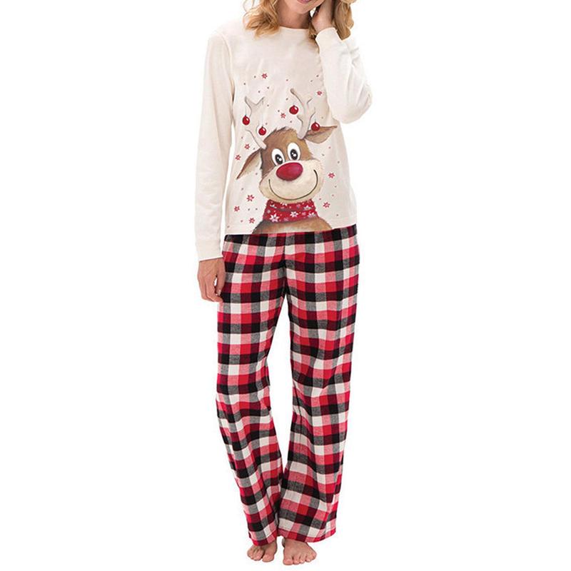 Couple Christmas Pajama Set，Christmas Family Pajamas Set, Reindeer Pattern Tops+Long Elastic Pants for Couple,Christmas Gift Long-sleeve Pajamas Sets,Winter Outfits,