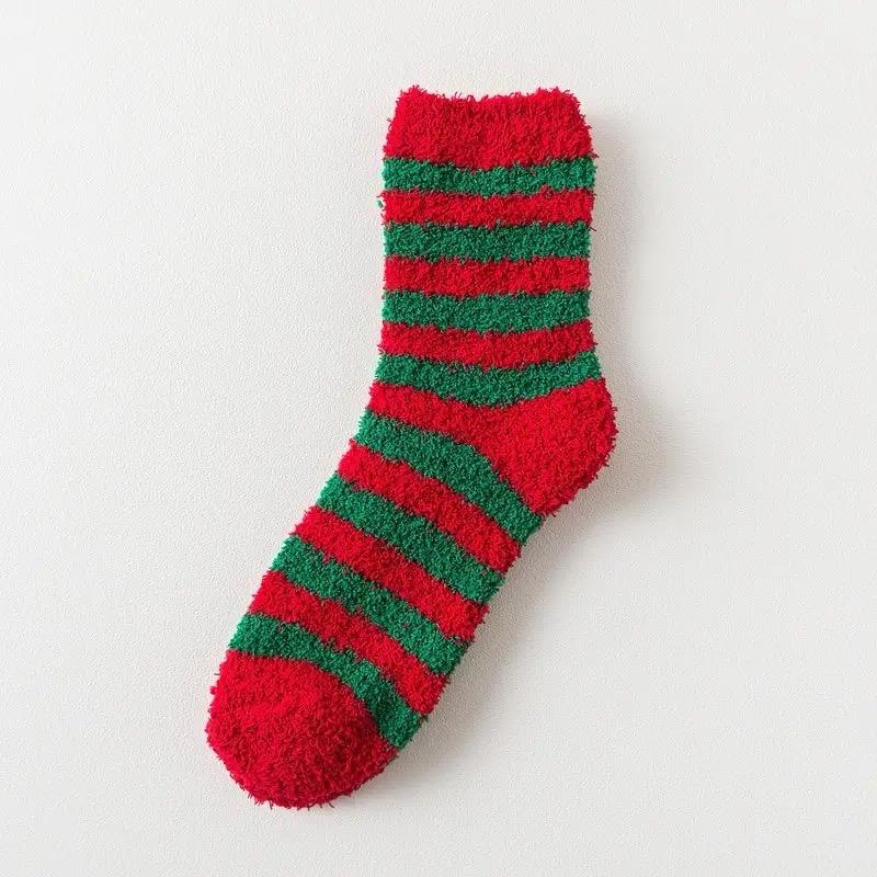 Soft Winter Holiday Fuzzy Socks - Festive Warm Fluffy Holiday Design - Comfort Womenswear