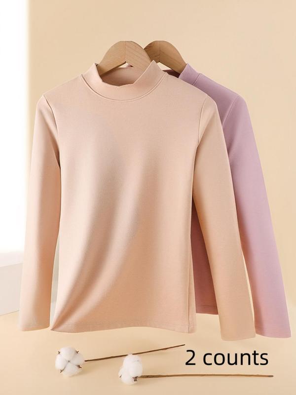 Women's Solid Thermal Lined Top, Casual Long Sleeve Mock Neck Top for Fall & Winter, Women's Clothing for Daily Wear