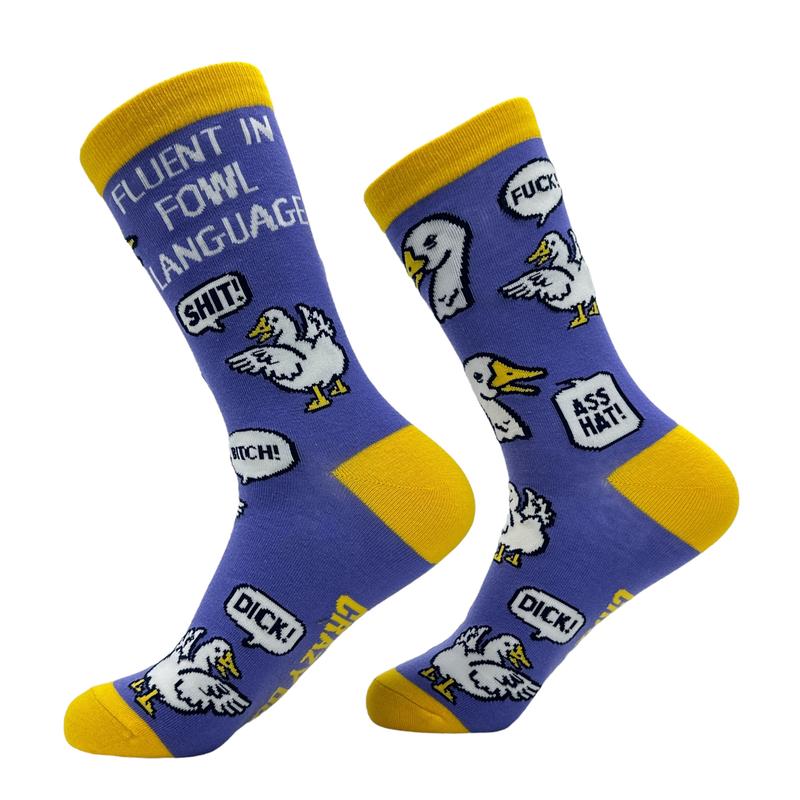 Women's Fluent In Fowl Language Socks Funny Sarcastic Curse Word Novelty Footwear Funny Socks