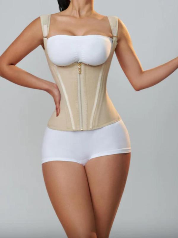 Women's Adjustable Hook & Eye Closure Zipper Front Shapewear Top, Comfort Open Bust Tummy Control Corset, Compression Waist Shaper,  Waist Trainer Women, Ladies Shapewear for All Seasons Sexy