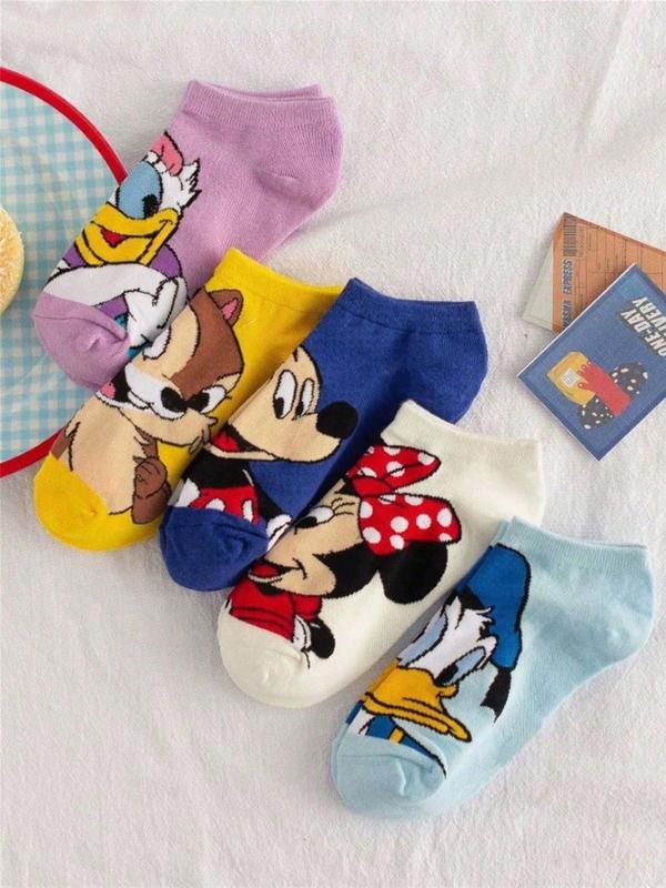 Random Color Cartoon Letter Pattern Ankle Socks, Cute Comfy Breathable Socks for Men & Women, Casual Comfy Socks for Daily Wear