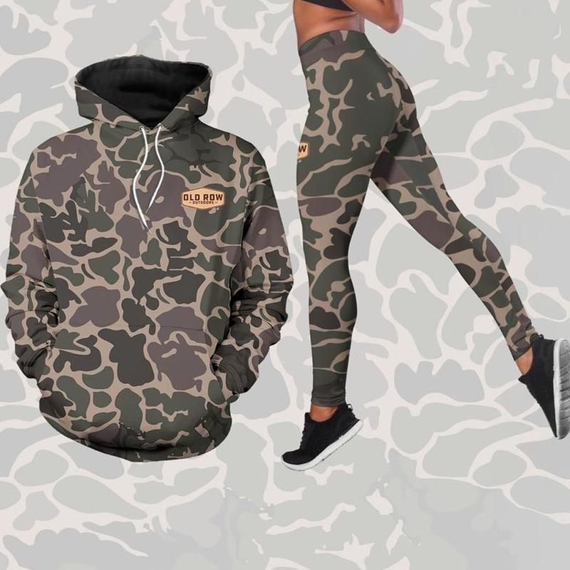 Old Row Outdoors Camo Hoodie and Legging Set – Stylish and Comfortable 3D Combo for Women