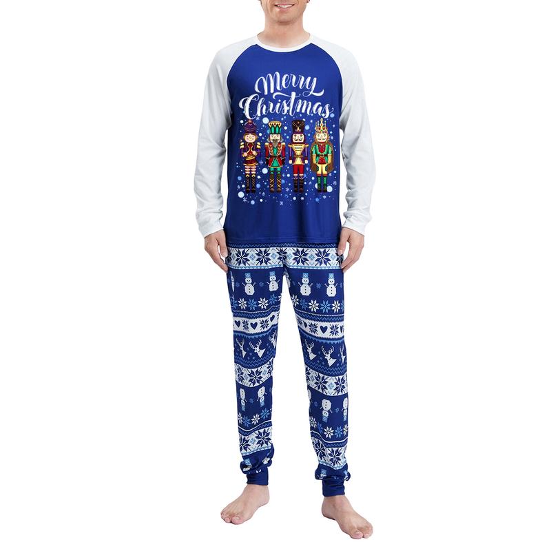 Family Matching Christmas Pajama Set, Snowman Print Raglan Sleeve Tops Elastic Waist Pants for Fall Winter Couple Clothing Sets