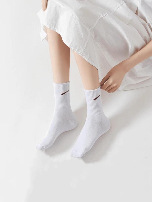 Women's Solid Color Mid-calf Socks, Casual Comfy Breathable Socks for Daily Wear, Women's Socks for All Seasons