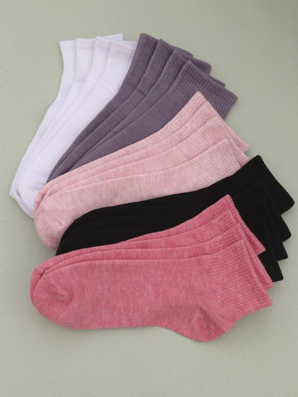 Women's 10 Pairs Comfortable Solid Soft Ankle Socks, Basic Simple Breathable Comfy Socks for Daily Wear, Women's Socks for All Seasons