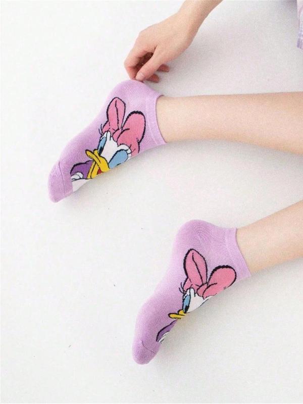 Random Color Cartoon Letter Pattern Ankle Socks, Cute Comfy Breathable Socks for Men & Women, Casual Comfy Socks for Daily Wear