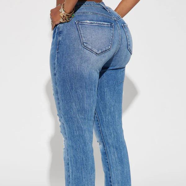 Judy Blue Ripped Compression Flare Jeans, Oversized Lady jeans riden jeans