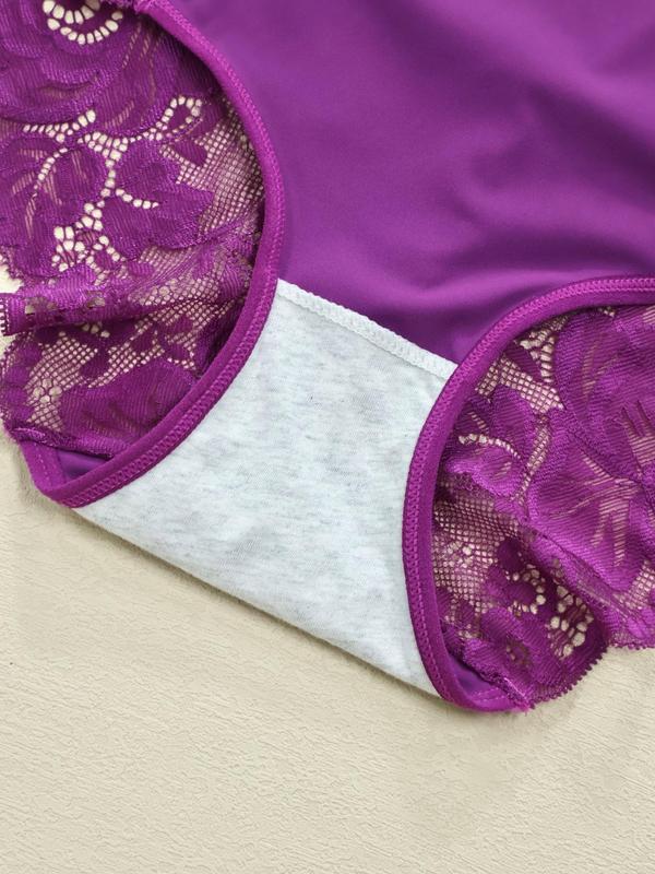 Women's Floral Lace High Waist Panty, Breathable Comfy Knicker for Daily Wear, Ladies Underwear for All Seasons