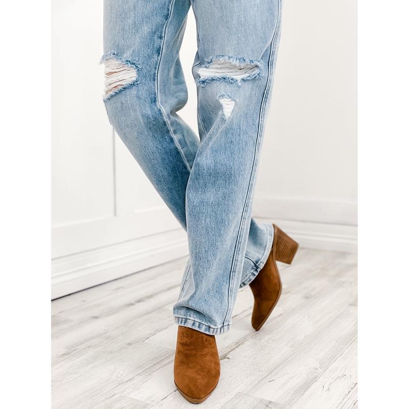 Judy Blue OH SNAP Hi-Rise Rigid Magic Distressed 90's Straight Jeans