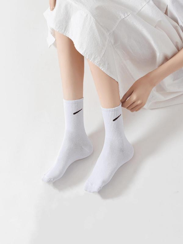 Women's Solid Mid-calf Sock, Casual Comfy Breathable Sock for Daily Wear, Multipack Knit Sock for All Seasons