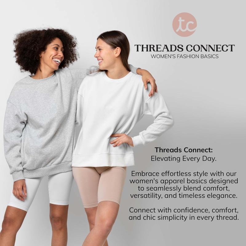 Threads Connect Oversized Sweatshirt for Women – Crewneck Fleece Pullover Soft Trendy Sweatshirt