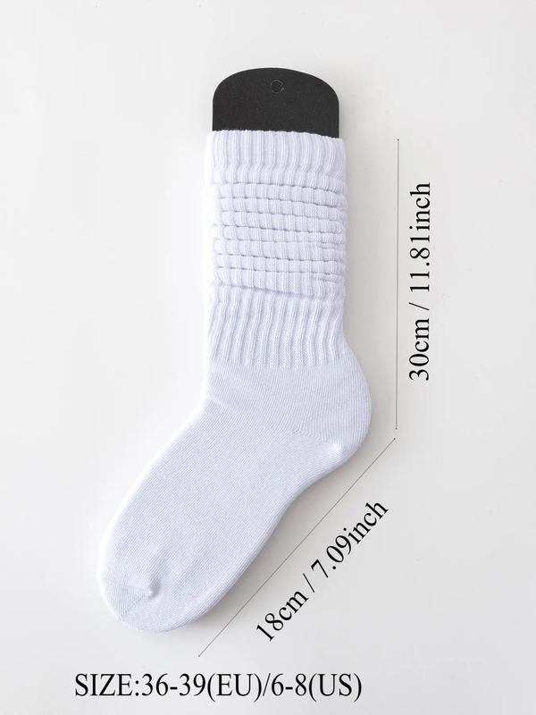 Women's Minimalist Solid Textured Crew Socks, Cozy Warm Ruched Scrunch Socks for Fall & Winter, Women's Baggy Socks for Daily Wear, Sports Socks Multipack, Stacked Socks