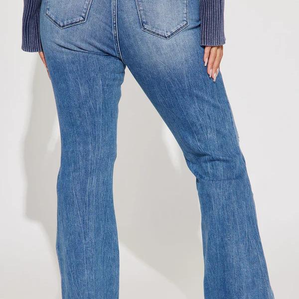 Judy Blue Ripped Compression Flare Jeans, Oversized Lady jeans riden jeans