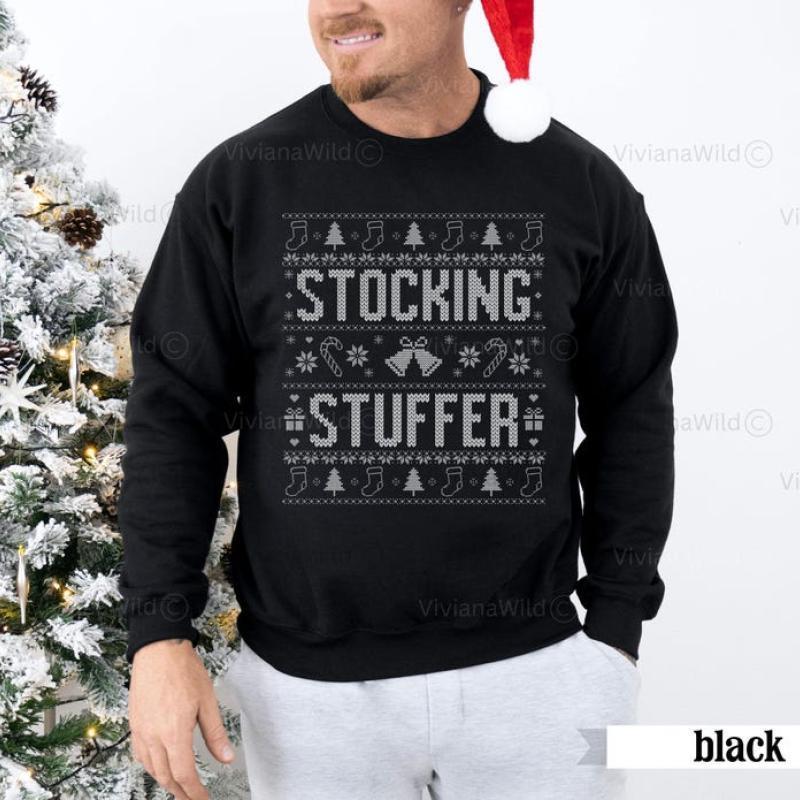 Couples Ugly Christmas I'm Her Stocking Stuffer Sweashirt, Funny Couple Matching Christmas Sweatshirt, Ugly Sweater Holiday Party Outfit Xmas