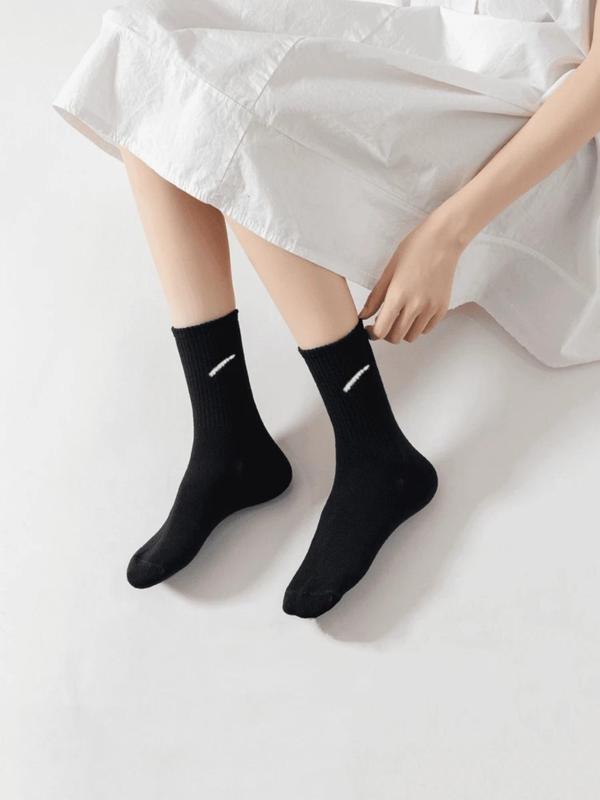 Women's Solid Color Mid-calf Socks, Casual Comfy Breathable Socks for Daily Wear, Women's Socks for All Seasons