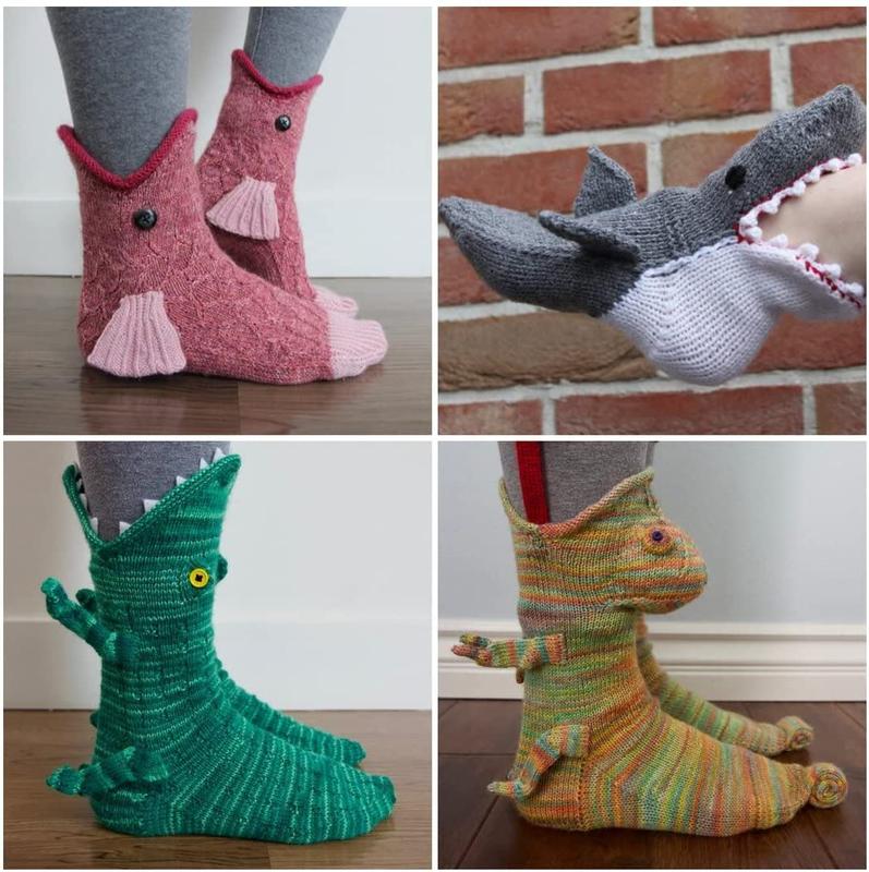 Knit Socks Unisex Novelty Shark Crocodile Shape Socks Floor Socks Winter Home Warm Socks Christmas gift