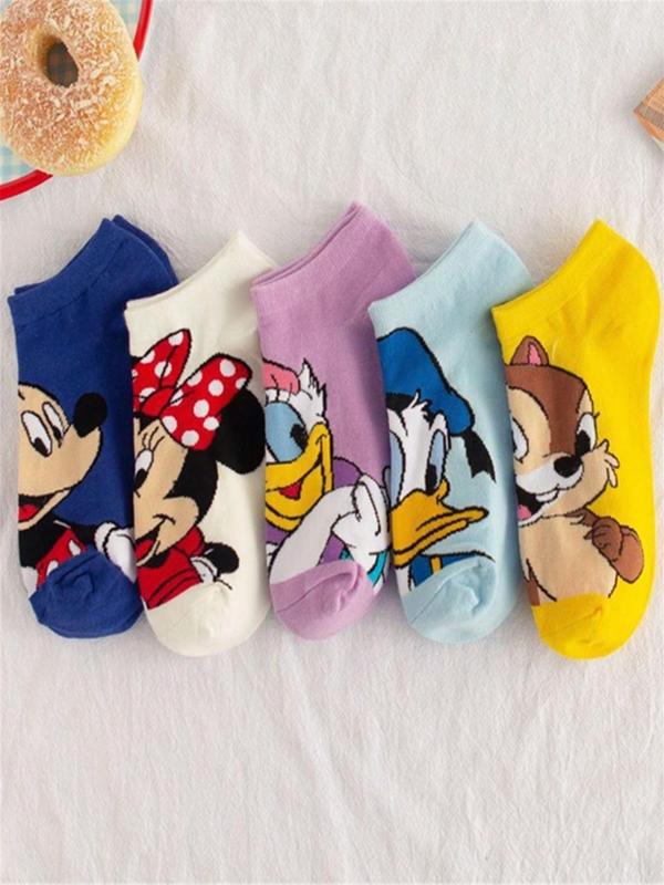 Random Color Cartoon Letter Pattern Ankle Socks, Cute Comfy Breathable Socks for Men & Women, Casual Comfy Socks for Daily Wear