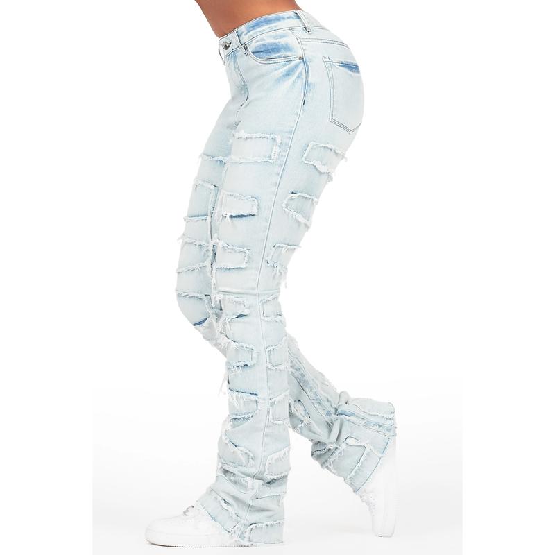 Zariyah Light Wash Stacked Flare Jean