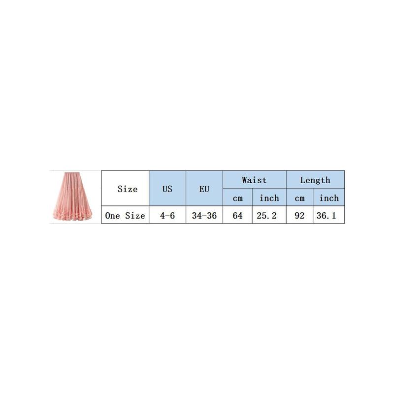 Women’s Tulle Long Skirts Elastic High Waist Ruffle Hem Tutu Skirts Fluffy A-line Midi Skirts Fabric Light Womenswear Bottom