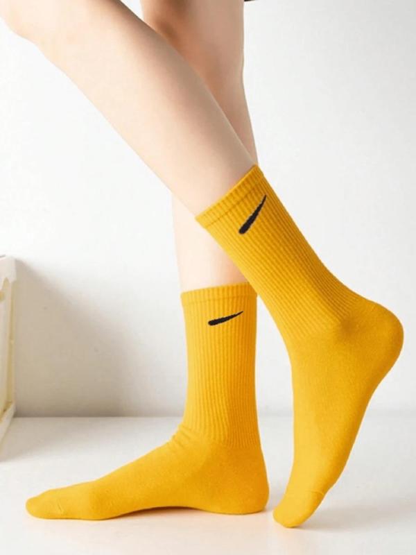 Women's Solid Color Mid-calf Socks, Casual Comfy Breathable Socks for Daily Wear, Women's Socks for All Seasons