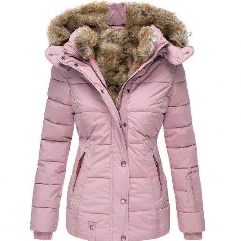 Womens Down Coats WinterZipper Hooded Faux Fur Inside ParkaDown Jackets