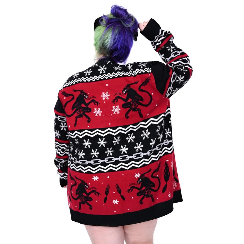 Krampus Holiday Ugly Christmas Cardigan Sweater