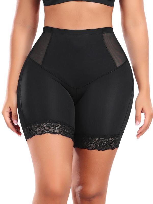 Women's Contrast Floral Lace High Waist Shapewear Shorts, Contrast  Mesh Tummy Control Butt Lifting Shaper, Ladies Shapewear Bottoms