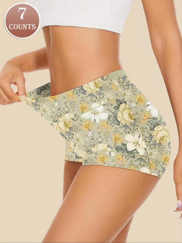 Women's All Over Floral Print High Waist Panty, Tummy Control Butt Lifting Underwear, Casual Comfy Breathable Knicker for Daily Wear, Ladies Underwear for All Seasons