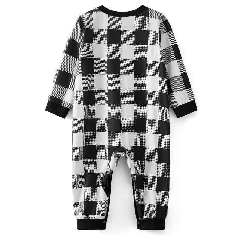 Family Matching Christmas Pajama Set Long Sleeve Round Neck Tops Romper Plaid Print Trousers Pants Womenswear Baby Clothing