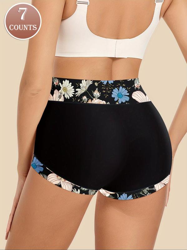 Women's All Over Floral Print High Waist Panty, Tummy Control Butt Lifting Underwear, Casual Comfy Breathable Knicker for Daily Wear, Ladies Underwear for All Seasons