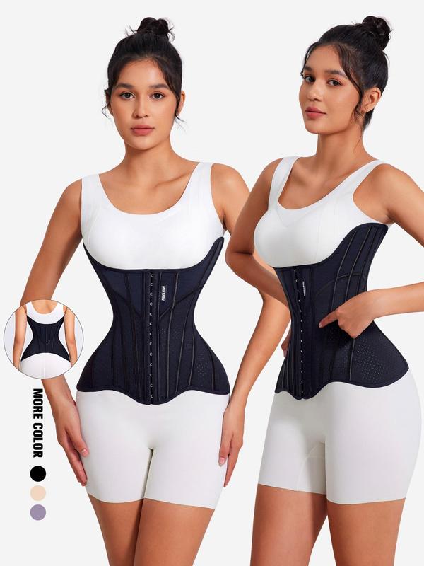 Women's Solid Color High Stretch Four-breasted Corset Belts, Comfy Breathable Tummy Control Shaper, Waist Cincher for Women