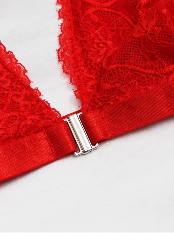 Women's Solid Color Contrast Lace Backless Halter Bra, Soft Comfortable Breathable Lingerie Top, Lingerie for All Seasons