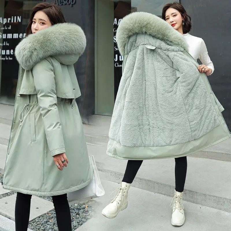 Winter Jacket 2024 New Women Parka Clothes Long Coat Wool Liner Hooded Jacket Fur Collar Thick Warm Snow Wear Padded Parka 6XL