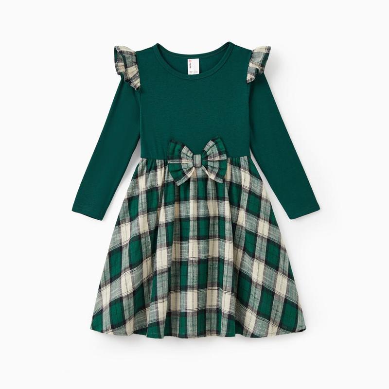 PatPat Patpat Green Plaid Family Matching Outfits Cotton Long Sleeves Co-ord Outfits