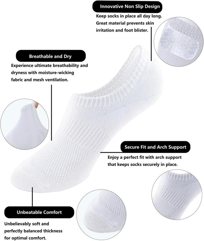 No Show Socks for Women Cotton Thin Low Cut Non Slip Invisible Liner Socks 6 Pairs