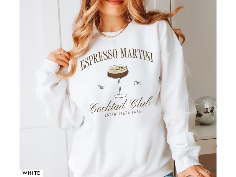 Tini Time Sweatshirt, Espresso Martini Sweatshirt, Retro Cocktail and Social Club Sweatshirt