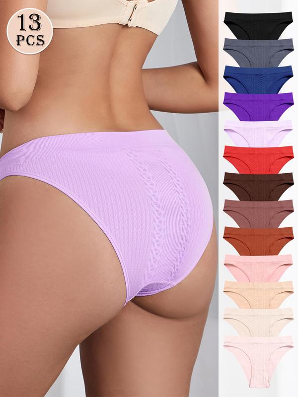 Women's Solid Color Seamless Panty, Breathable Comfortable Knicker for Daily Wear, Women's Underwear for All Seasons