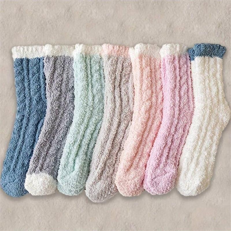 8 Pairs Fuzzy Floor Socks, Comfy & Warm Mid Tube Socks, Women's Stockings & Hosiery,Sports Socks