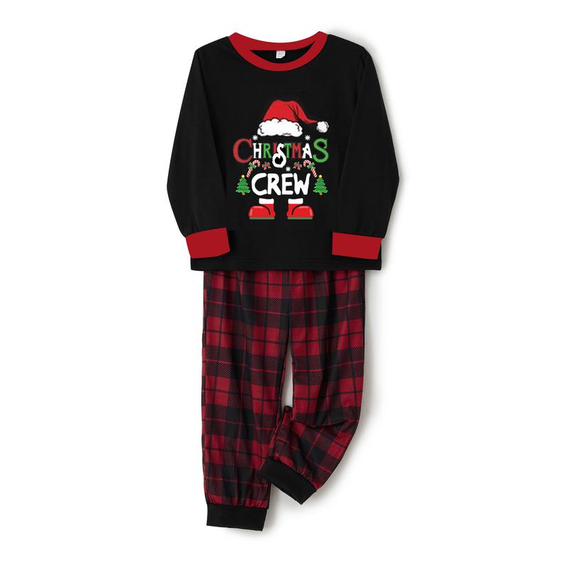 （Baby）Christmas Family Pajamas Matching Set Santa Claus Print Long Sleeve Tops and Plaid Pants Sleepwear Soft Nightwear