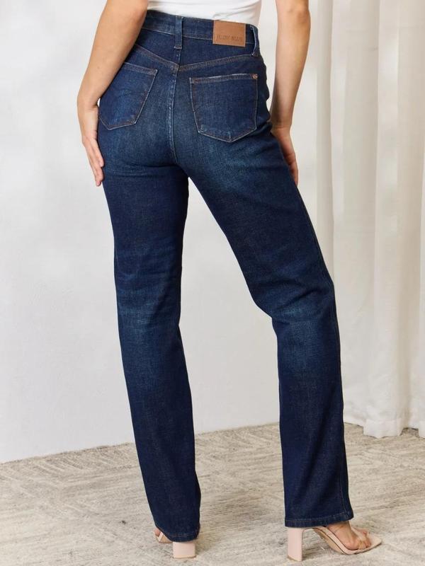 Judy Blue Full Size Button-Fly Straight Jeans Women's Slim Fit Bootcut Denim