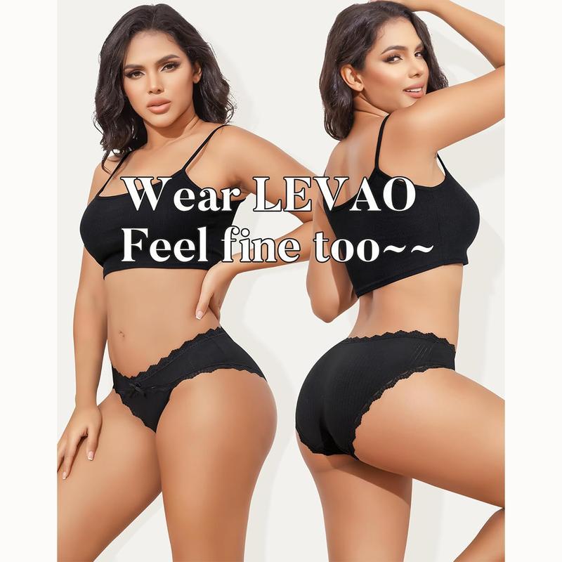 VENECIA Women Underwear Cotton Bikini Underwear Lace Elastic Low Rise Wavy Sides Invisible Panties Hipster Womenswear Breathable Comfort Lingerie