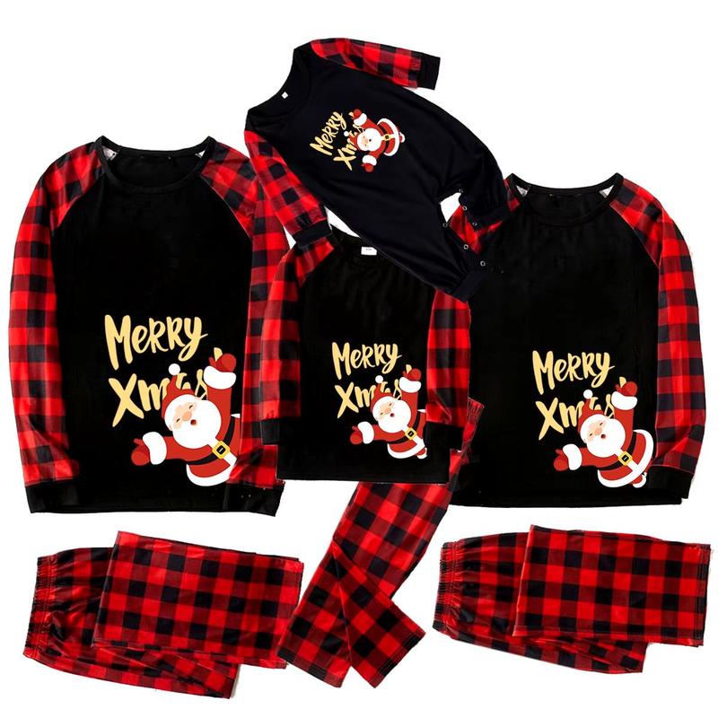 2024 Christmas Matching Pajamas Set Merry Xmas Print Plaid Boys Girls Clothing Sets Soft Loose Sleepwear Family Look Clothes Pjs COZOK Comfort Fabric Womenswear Breathable holiday shirt